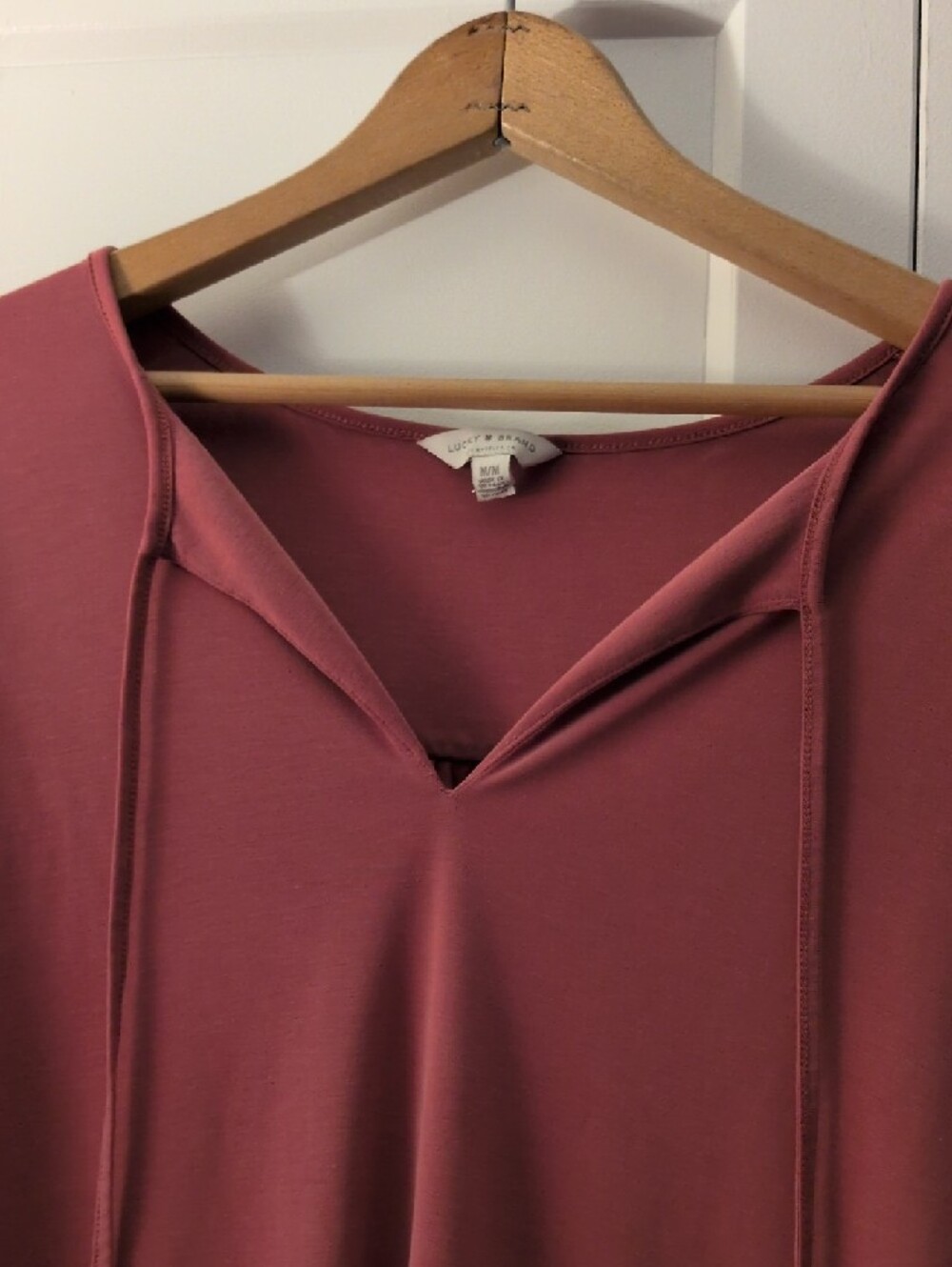 Lucky Brand Long-Sleeve V-Neck Tie Tunic - Rosewood - Picture 3 of 8